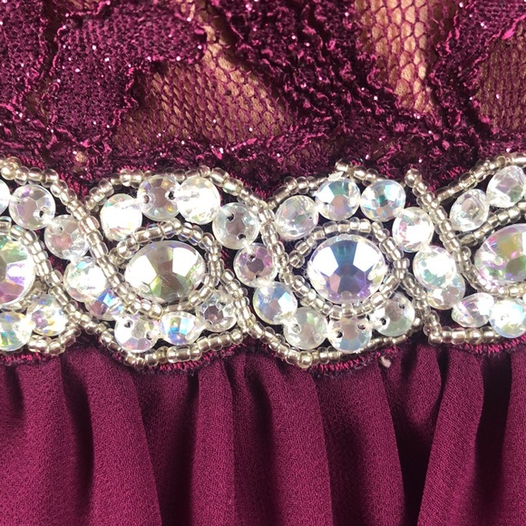 Jodi Kristopher Magenta Lace Jeweled Party Dress - Size 5 Juniors NWT - Picture 13 of 16